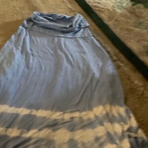 Light blue and white rayon spandex skirt or beach cover up